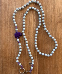 NITA Handykette aus Holzperlen babyblau & lilac Handarbeit
