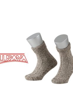LUSANA Kinder Trachtensocke mit Umschlag beigebraun-meliert