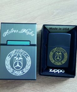 Zigarettenbox und Zippo Schwarz